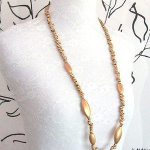 LIZ CLAIBORNE matte gold tone metal beaded necklace - single or double strand